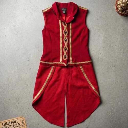 Vtg The Limited Red Wool Tailcoat Vest L Made in USA Ringmaster Piratecore Goth