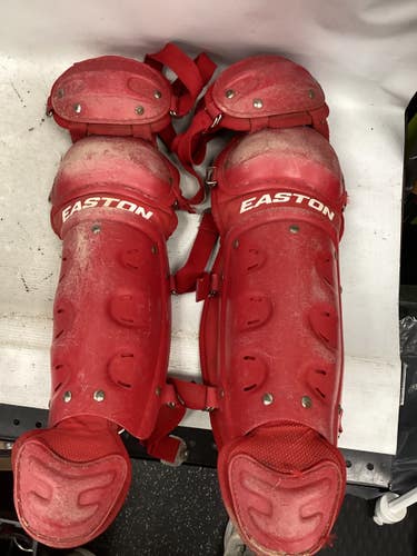 Used Easton CATCHERS SHIN GAURDS Catchers Leg Guards Red Junior 11851-S000052676