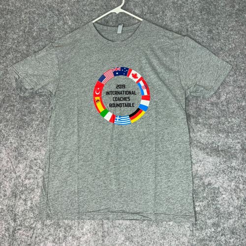 International Coaches Roundtable Mens T Shirt Large Gray Black Sports Casual Tee