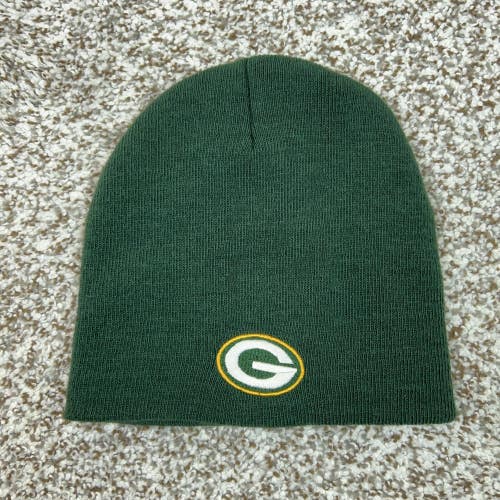 Green Bay Packers Hat Beanie Mens Green Yellow NFL Football Knit Winter Cuffless