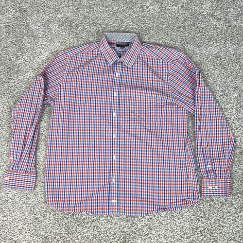 Johnston Murphy Shirt Mens XL Gingham Check Long Sleeve Button Down Office Work