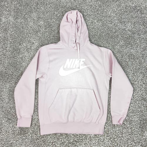 Nike Hoodie Mens Small Pink Pullover Sweatshirt Fleece Swoosh Logo Athletic Top