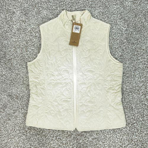 Woolrich Vest Womens Medium White Reversible Quilted Floral Zip Lined Winter