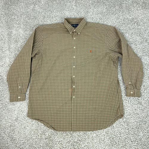 Ralph Lauren Shirt Mens 3XLT Brown Plaid Long Sleeve Button Down Classic Fit