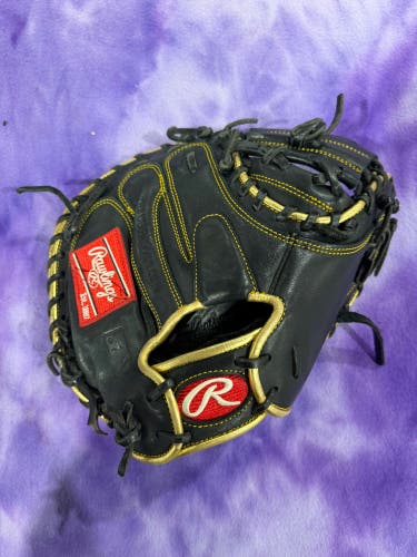 Black Rawlings Gold Glove Elite RH Catcher's Baseball Glove 32.5" (Used)