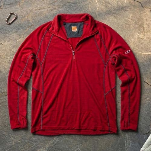 Icebreaker GT200 Merino Wool Zip Base Layer Red XL Gorpcore Alpine Techwear Ski