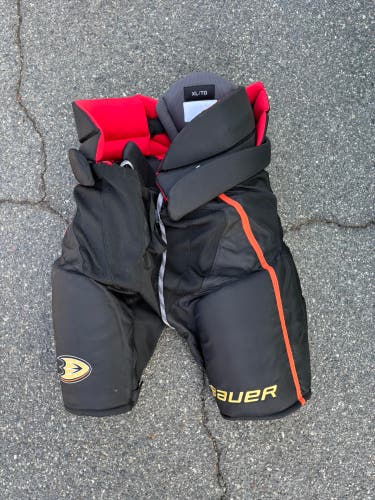 Black Senior XL Bauer Hockey Pants Ducks Pro Stock