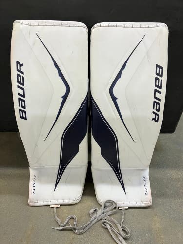 White 33" Senior Bauer FlyLite Goalie Leg Pads (Used)