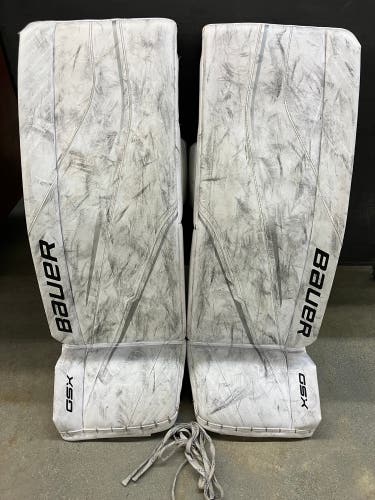 White 34" Senior Bauer GSX Goalie Leg Pads (Used)