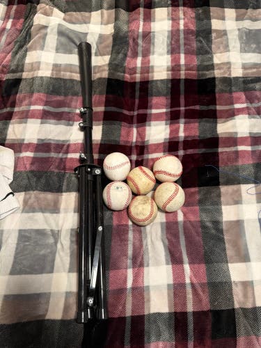 Batting tee and net with 6 balls