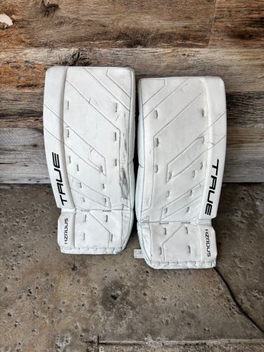 White 24" Junior True HZRDUS Goalie Leg Pads