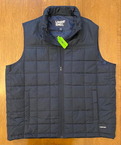Lands End Outfitters Down Puffer Vest Jacket Men’s XL Black Full Zip Repreve