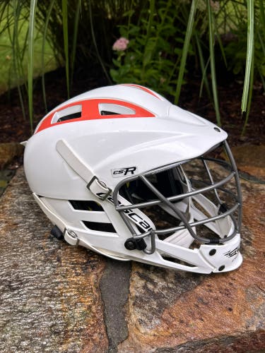 Cascade CS-R White Orange Youth Lacrosse Helmet CSR
