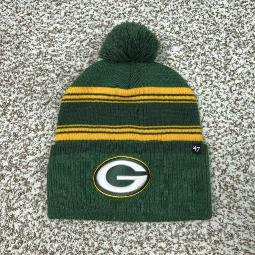 Green Bay Packers Hat Beanie Mens One Size Green NFL Football '47 Pom Knit