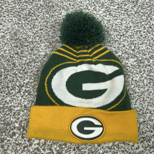 Green Bay Packers Hat Beanie Mens One Size Green Yellow NFL Football New Era Pom