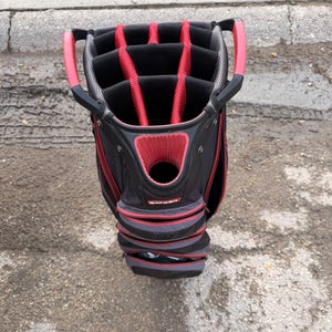Cart Golf Bag 15-Way Black Red with Rain Hood