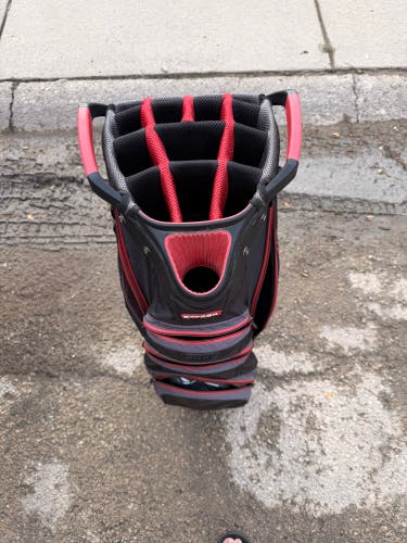 Cart Golf Bag 15-Way Black Red with Rain Hood