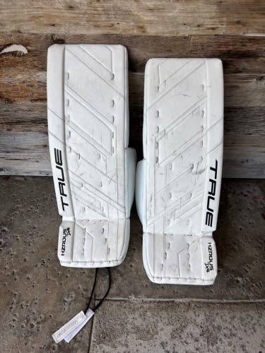 White 32" Intermediate True HZRDUS 7X4 Goalie Leg Pads