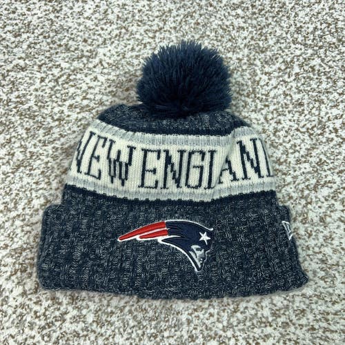New England Patriots Hat Beanie Mens One Size Blue NFL Football New Era Pom A1