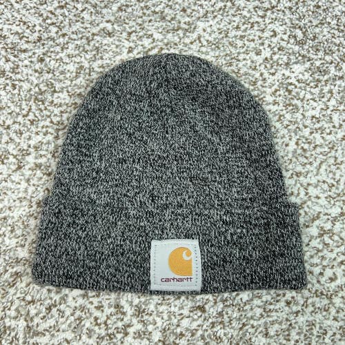 Carhartt Hat Beanie Mens One Size Gray A18 Knit Logo Winter Workwear Casual Work