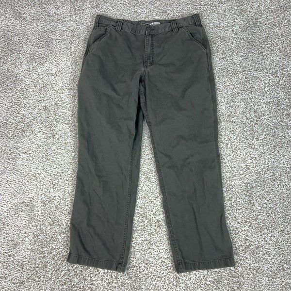 Carhartt Pants Mens 38x30 Gray Canvas Carpenter Workwear Relaxed Fit Stretch