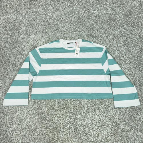 Vineyard Vines Shirt Womens XL Blue White Stripe Long Sleeve Jersey Oversized