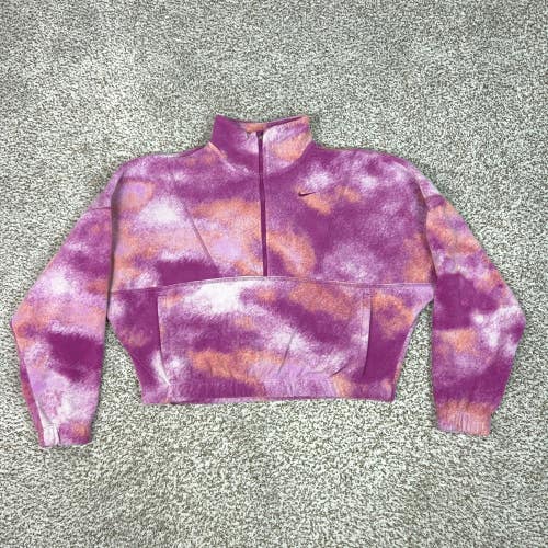 Nike Pullover Womens XS Purple Therma-FIT 1/4 Zip Cropped Fleece Running Top