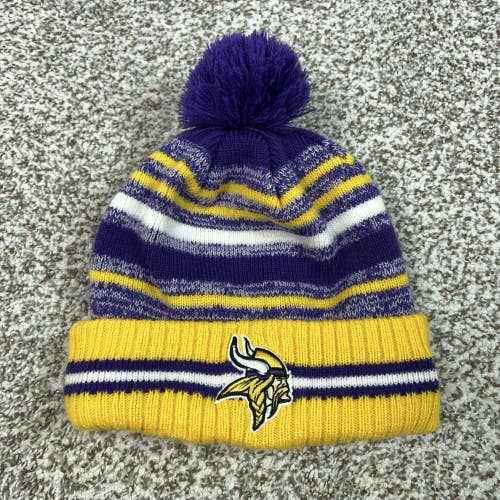 Minnesota Vikings Hat Beanie Mens One Size Purple NFL Football New Era Knit Pom