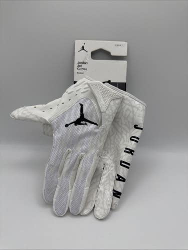 New Nike Jordan Jet 7.0 White Football Gloves Adult Size Medium.