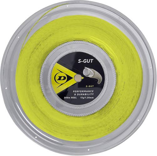 Dunlop Sports S Gut Tennis String Reel, 660 feet / 200 meters, 17G Yellow