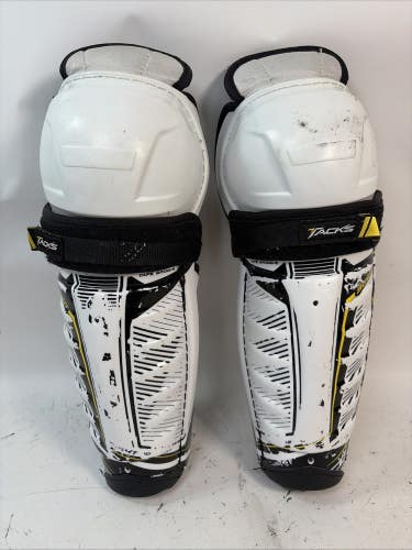CCM Tacks 9060 Hockey Shin Guards, White, 12"