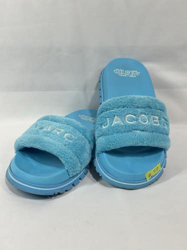 #79 Marc Jacobs The Slide blue Sherpa Slides Womens Size 37