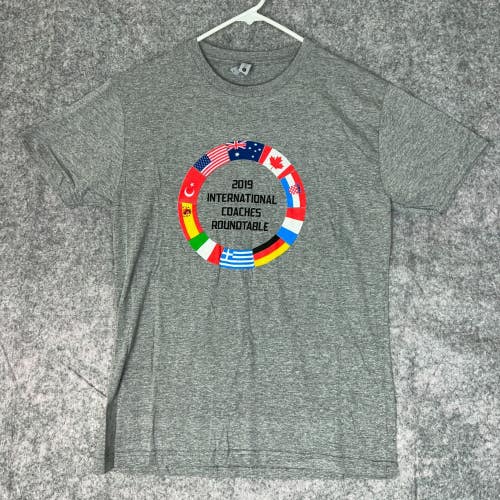 International Coach Roundtable Mens T Shirt Medium Gray Black Sports Casual Tee