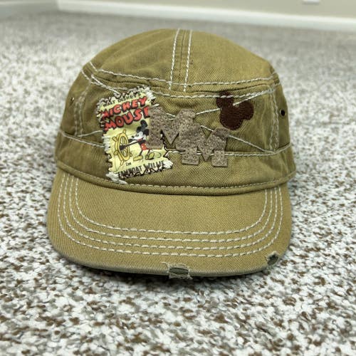 Disney Parks Mickey Mouse Hat Cap Strap Back Mens One Size Brown Army Cadet