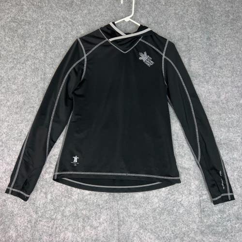 Olympics Womens Shirt Large Black Long Sleeve Hooded Vancouver 2010 Stretch Top