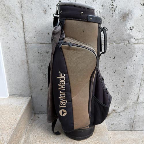 READ Vintage Taylormade Bubble Cart Golf Bag Black Brown 5 Way Dividers