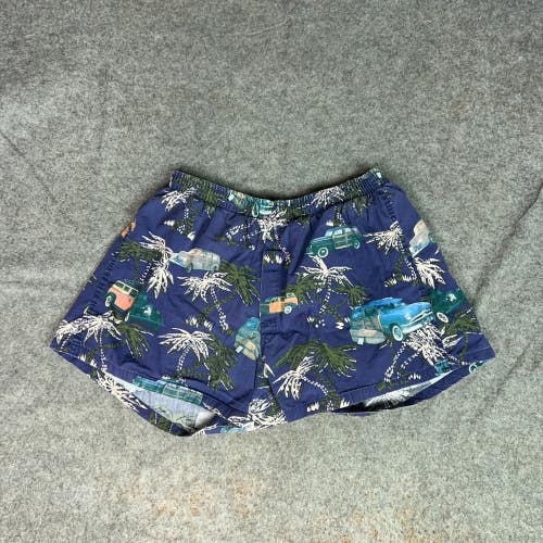 Vintage Reyn Spooner Mens Shorts Extra Large Blue Hawaiian Aloha Lounge Brief