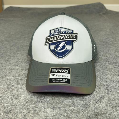 Tampa Bay Lightning Mens Hat Snapback White Gray Stanley Cup Champions Hockey