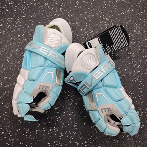Used Maverik M5 Lacrosse Gloves Mens Carolina Blue And White 10" 11849-S000044613