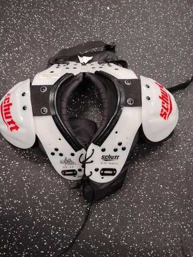 Used Schutt JR BLOCKER FB Shoulder Pads White XXXS 11849-S000044571