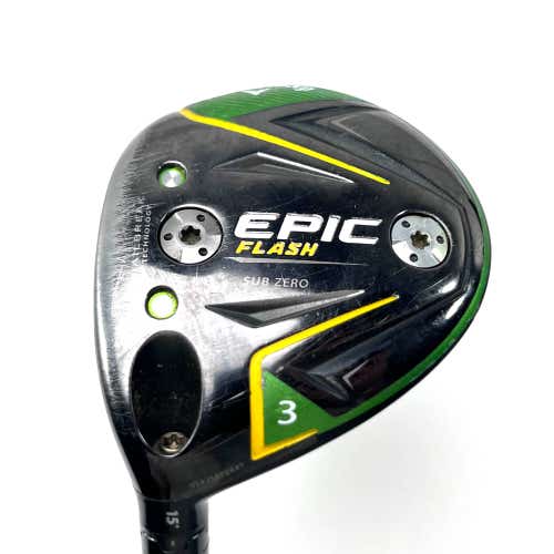LEFTY Callaway EPIC Flash Sub Zero 3 Fairway 15* Mitsubishi Tensei Blue Stiff LH