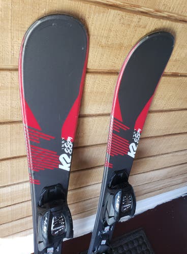 KIDS 88cm K2 Indy Rocker Skis w/ Marker 4.5 EZ TRACK GRIP WALK Bindings *USED* CLEANED