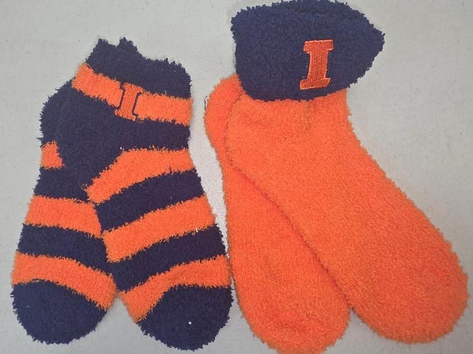 ST5 NCAA ILLINOIS FIGHTING ILLINI Crew Socks Lot of 2 Pair MEDIUM New