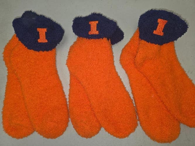 ST6 NCAA ILLINOIS FIGHTING ILLINI Crew Socks Lot of 3 Pair MEDIUM New