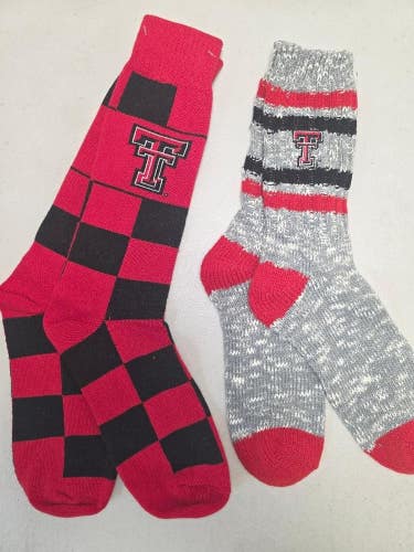 ST5 NCAA TEXAS TECH RED RAIDERS Crew Socks Lot of 2 Pair MEDIUM New