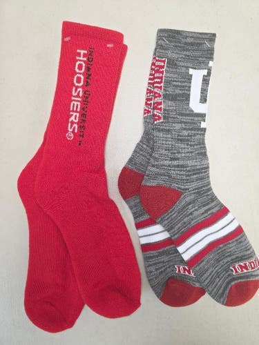 ST7 NCAA INDIANA HOOSIERS Crew Socks Lot of 2 Pair LARGE New