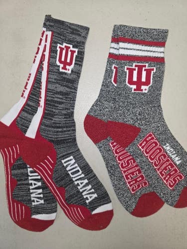 ST8 NCAA INDIANA HOOSIERS Crew Socks Lot of 2 Pair LARGE New