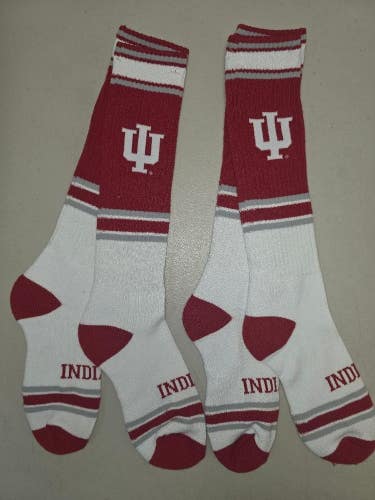 ST4 NCAA INDIANA HOOSIERS Crew Socks Lot of 2 Pair MEDIUM New