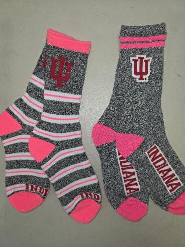 ST6 NCAA INDIANA HOOSIERS Crew Socks Lot of 2 Pair MEDIUM New
