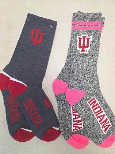 ST11 NCAA INDIANA HOOSIERS Crew Socks Lot of 2 Pair MEDIUM New